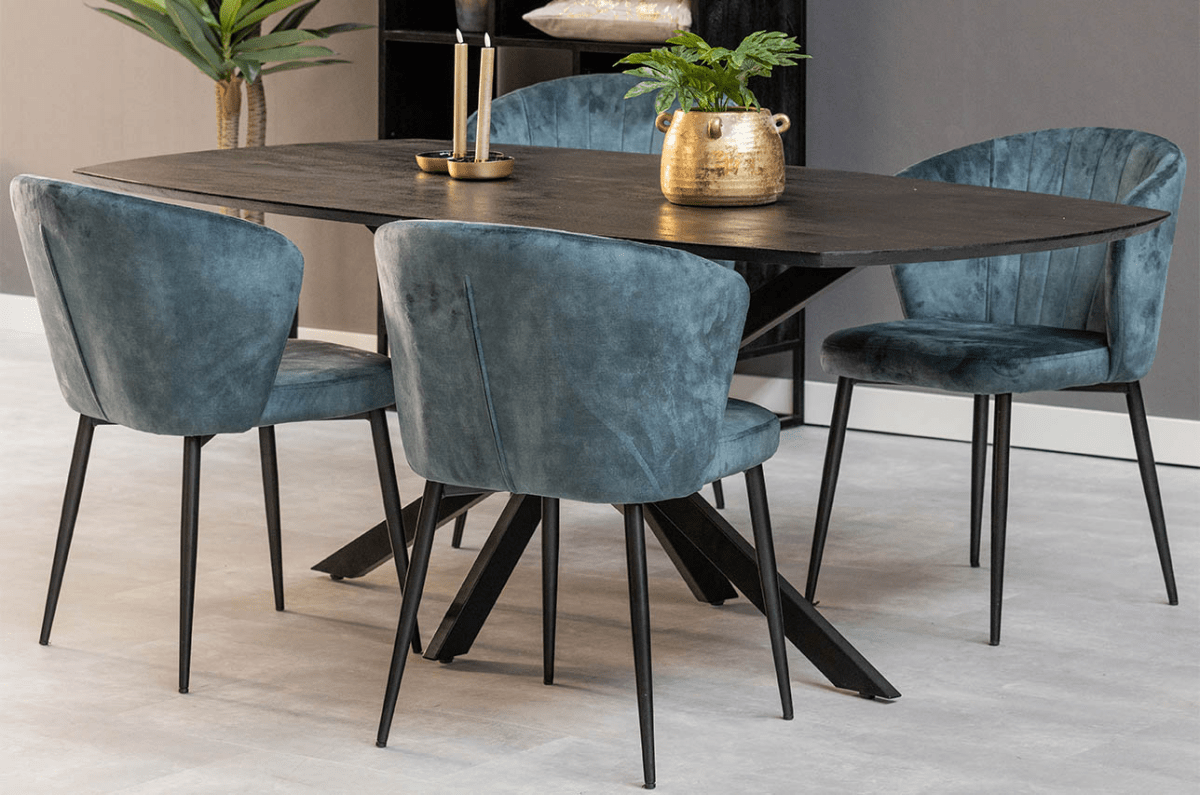 Zwarte Deens ovale eettafel - Mangohoutonline