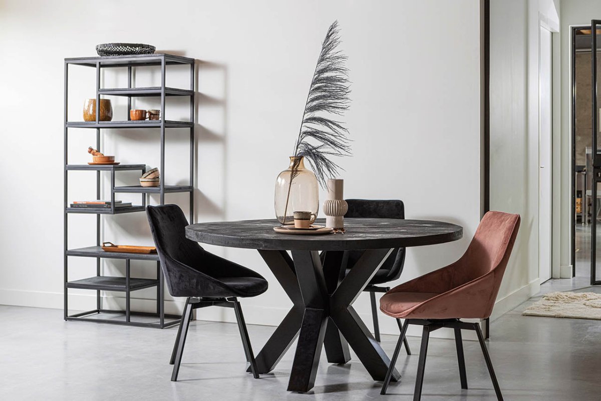 Mangohouten Eettafels Rond Black - Mangohoutonline