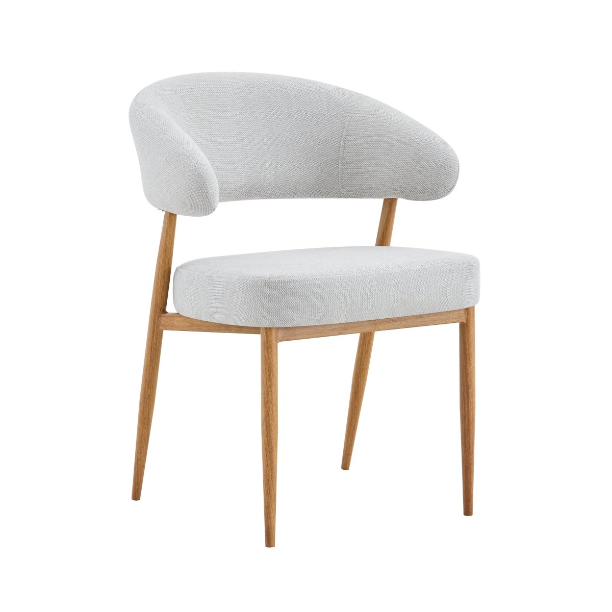 Beige eetkamerstoel met eik onderstel
