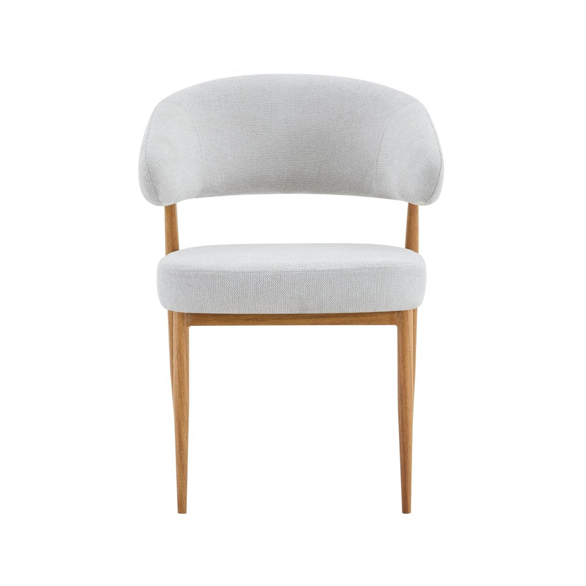 Beige eetkamerstoel met eik onderstel