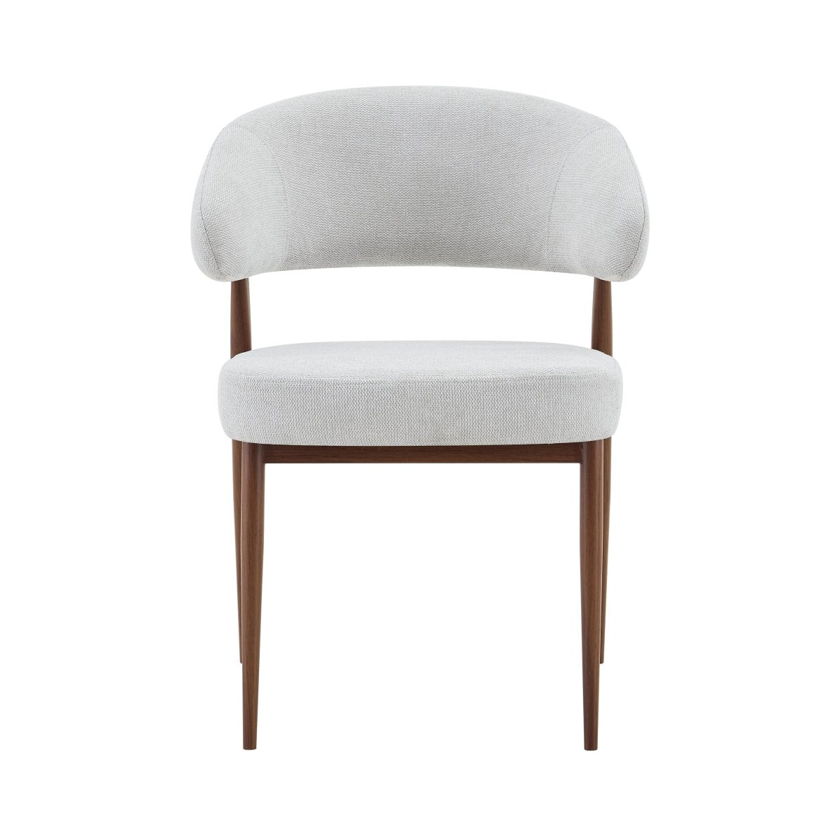Beige eetkamerstoel met walnoot onderstel