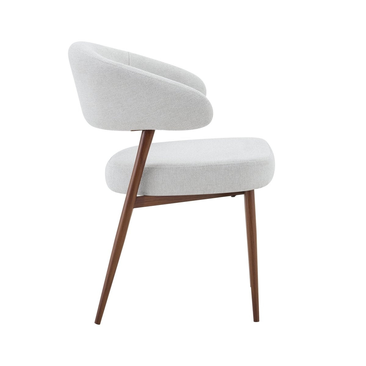 Beige eetkamerstoel met walnoot onderstel