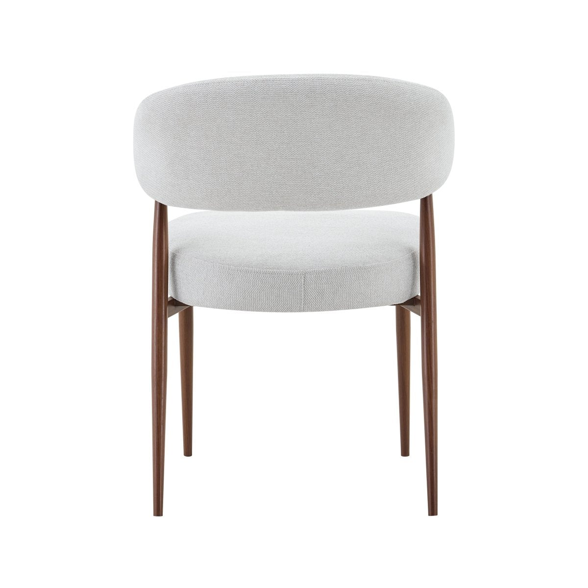 Beige eetkamerstoel met walnoot onderstel