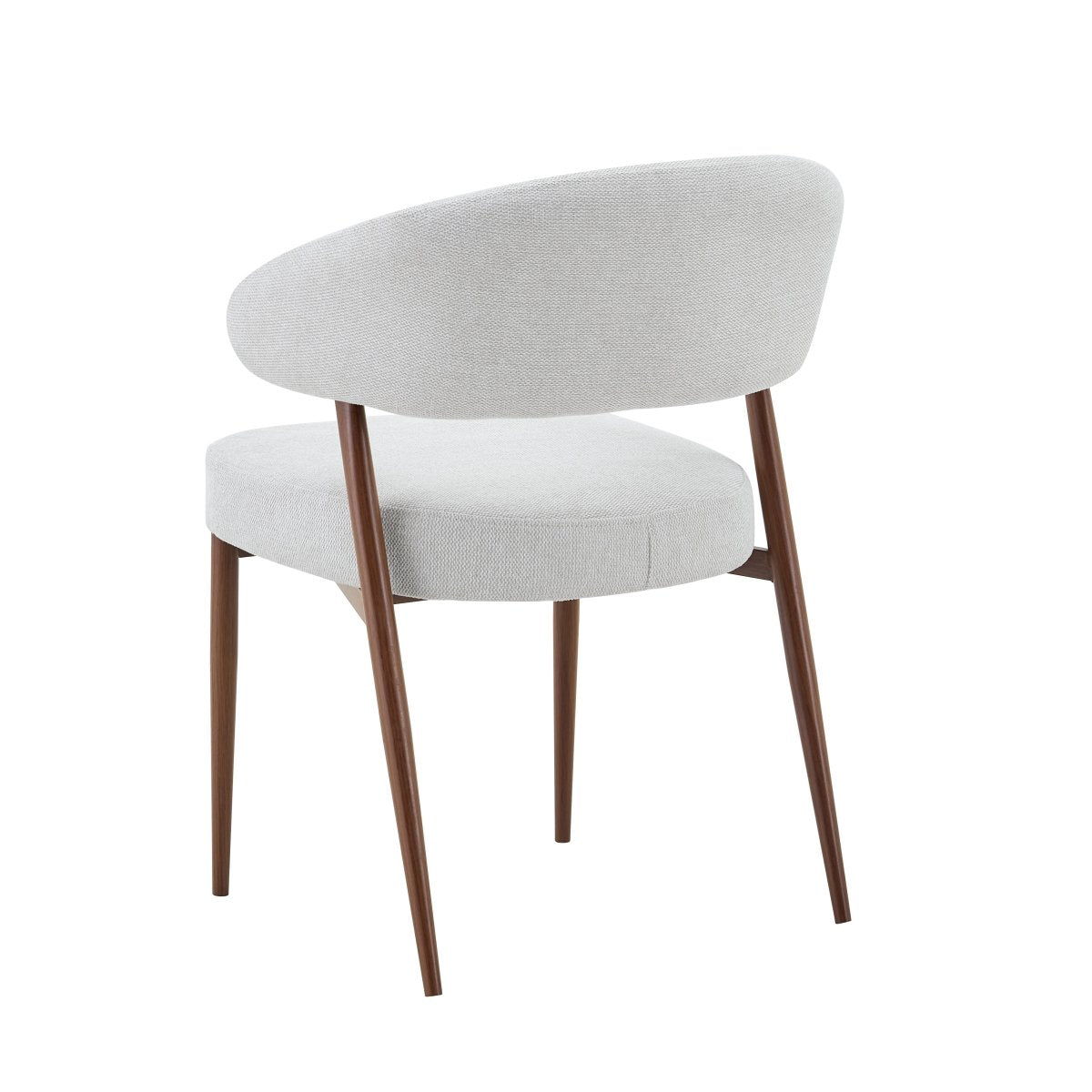 Beige eetkamerstoel met walnoot onderstel