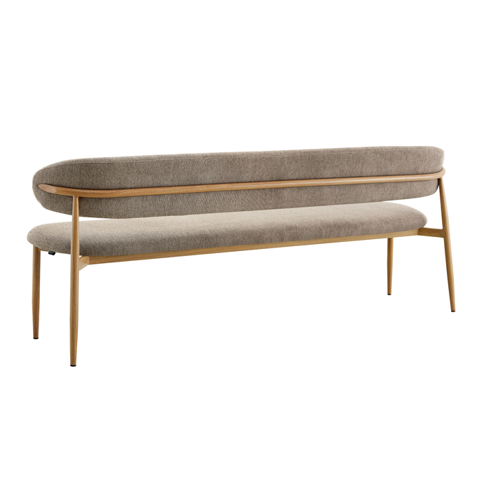 Eetkamerbank Japandi Kio 200 cm Taupe met eik onderstel Mahom