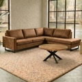 Cognac hoekbank 4 zits