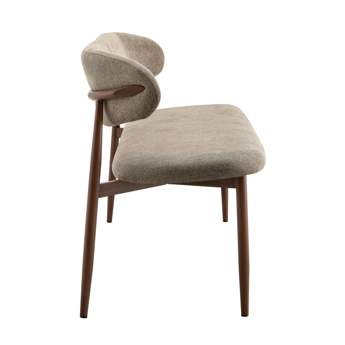 Eetkamerbank Japandi Kio 160 cm Taupe met walnoot onderstel Mahom
