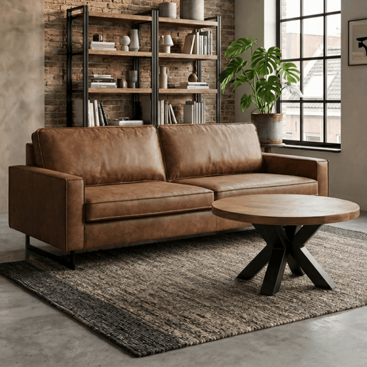 Bank Barcelona 3-zits Cognac Mahom