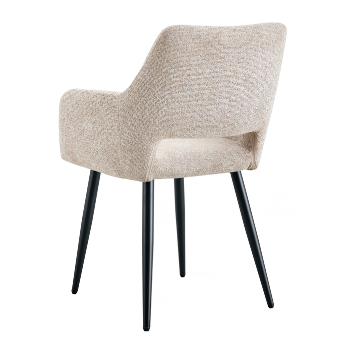 Eetkamerstoel Vannes Beige met zwart onderstel Mahom