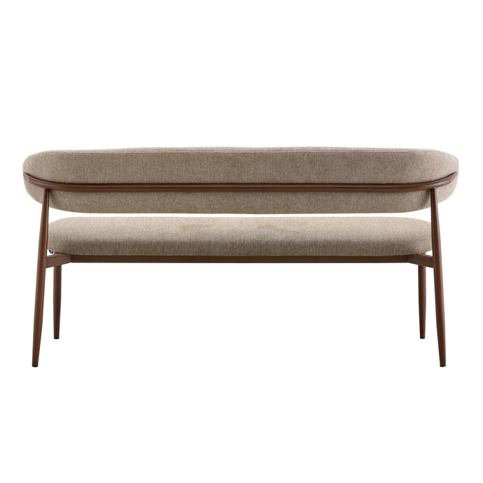 Eetkamerbank Japandi Kio 160 cm Taupe met walnoot onderstel Mahom