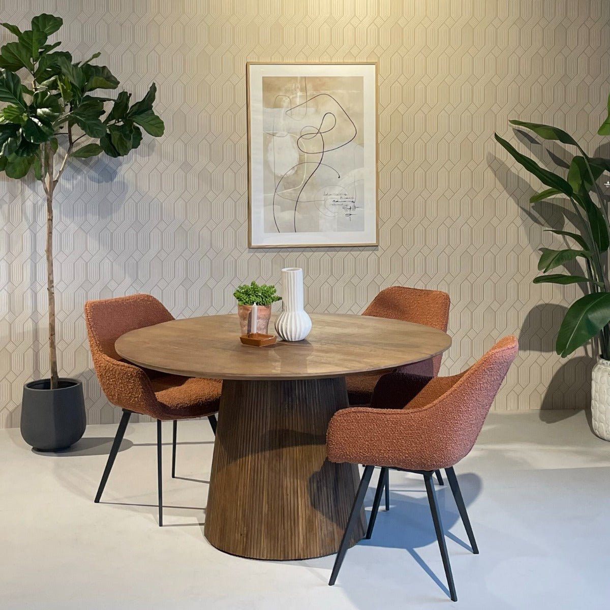 Mangohouten eettafel rond 130cm