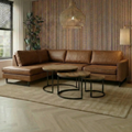 Cognac hoekbank 4 zits