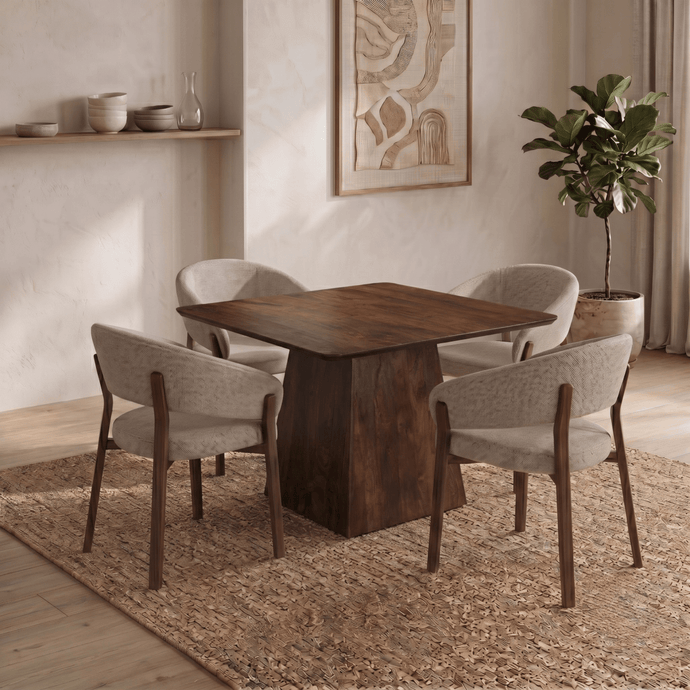 Mangohouten Eettafel Nova Vierkant 110x110 cm Donkerbruin Mahom