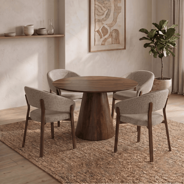 Mangohouten Eettafel Nova Rond 110 cm Donkerbruin Mahom