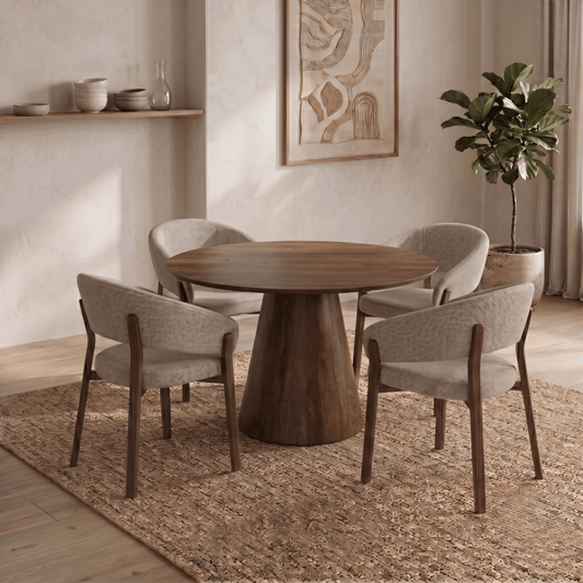 Mangohouten Eettafel Nova Rond 110 cm Donkerbruin Mahom