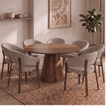 Mangohouten Eettafel Nova Rond 150 cm Donkerbruin Mahom