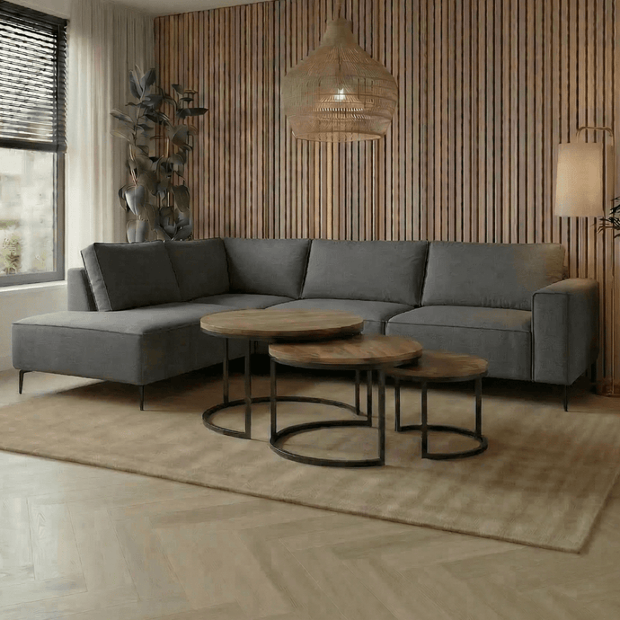 Hoekbank Valencia 4-zits Links Donkergrijs Mahom