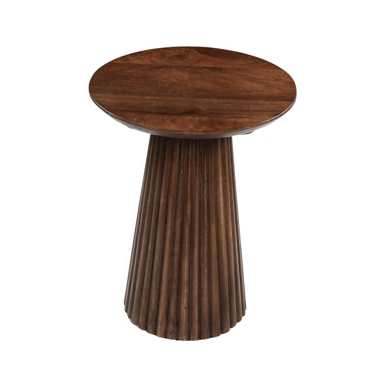 Donkerbruine ronde salontafel van mangohout
