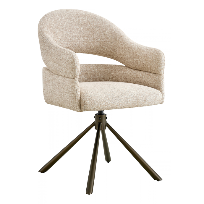 Eetkamerstoel Colmar Beige met Brons onderstel Mahom