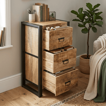 Mangohouten Dressoir Britt 55 cm 3 lades Mahom