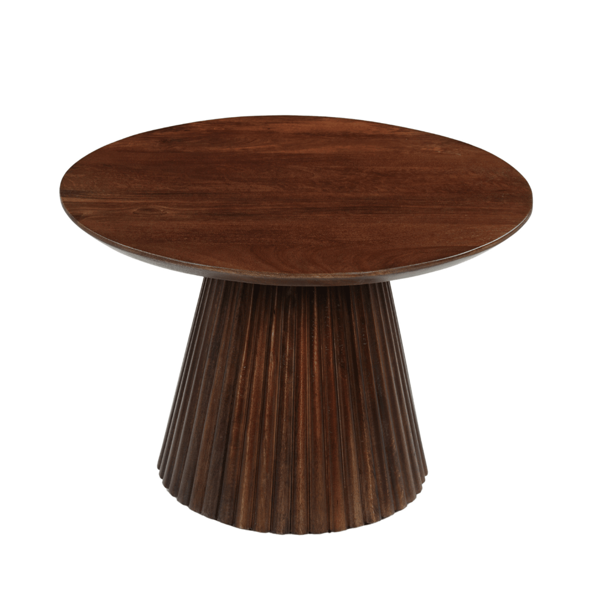 Donkerbruine ronde salontafel van mangohout