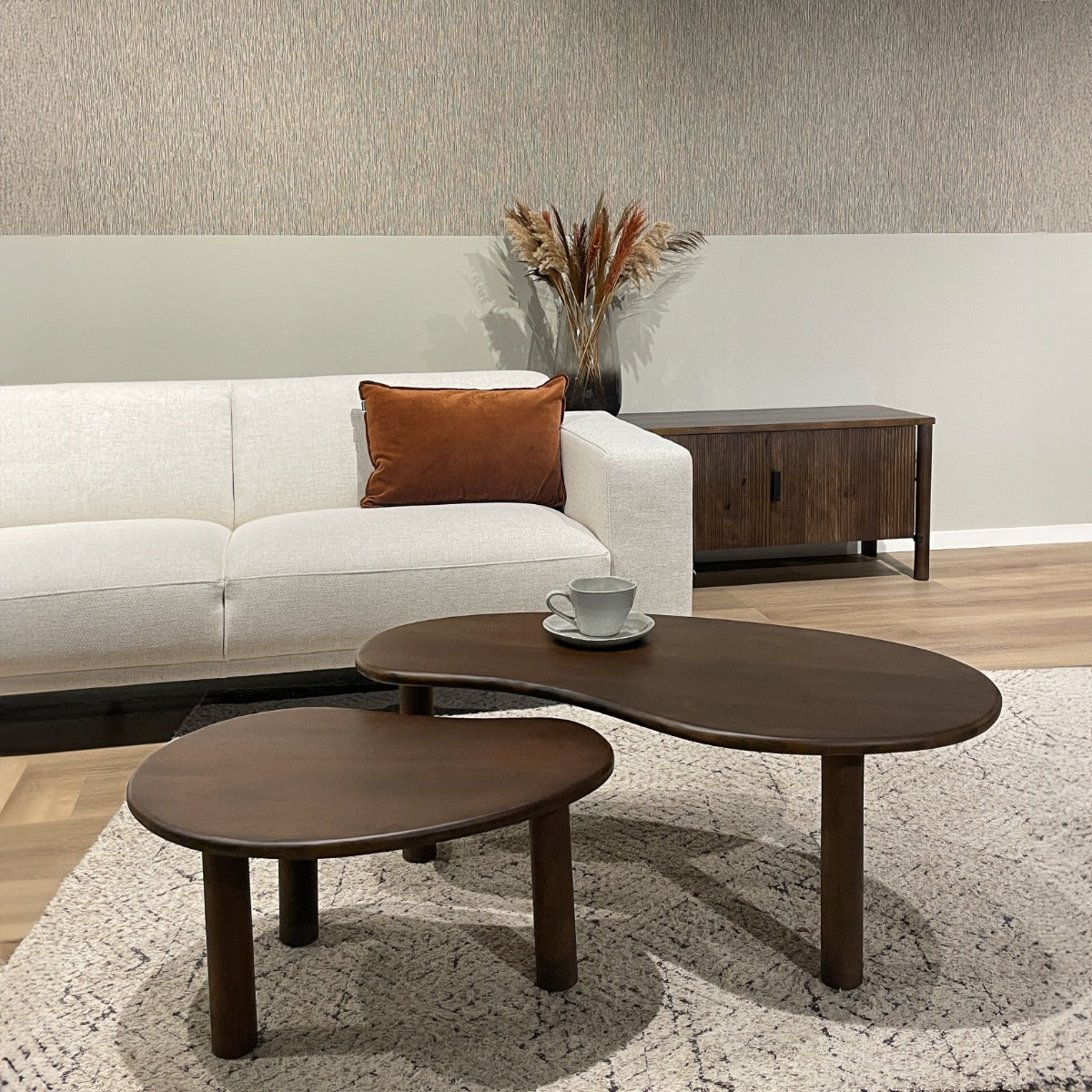 Mangohouten salontafel set bruin