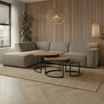 Taupe hoekbank 4 zits