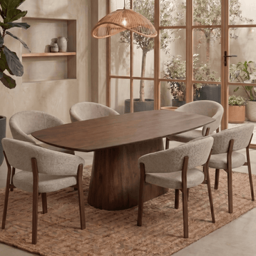 Mangohouten Eettafel Nova Deens Ovaal Donkerbruin 240×110 cm Mahom
