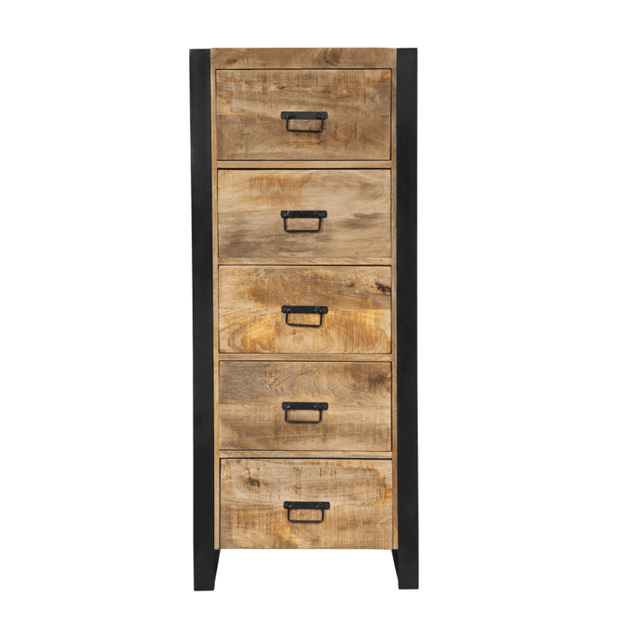 Mangohouten Dressoir Britt 55 cm 5 lades Mahom