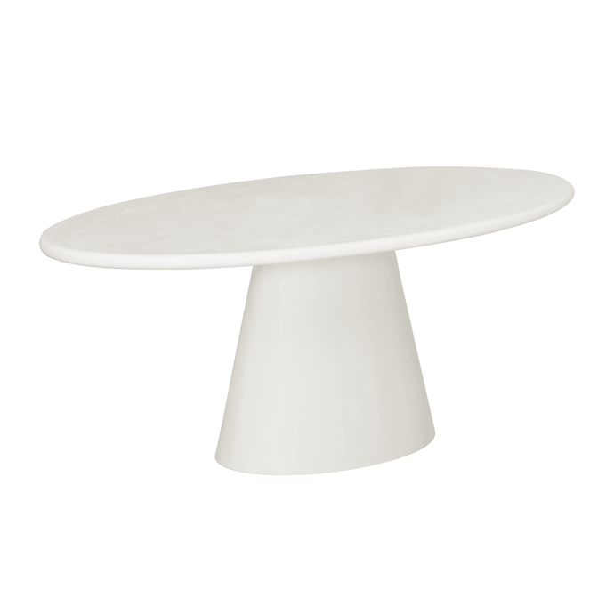 Eettafel Ovaal Savannah Microcement Kegelpoot 200 cm Wit Mahom