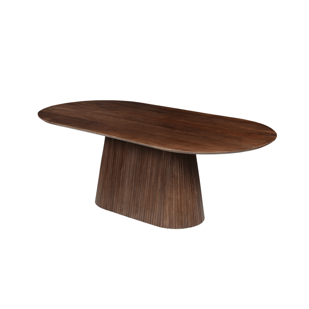 Donkerbruine ovale eettafel van mangohout