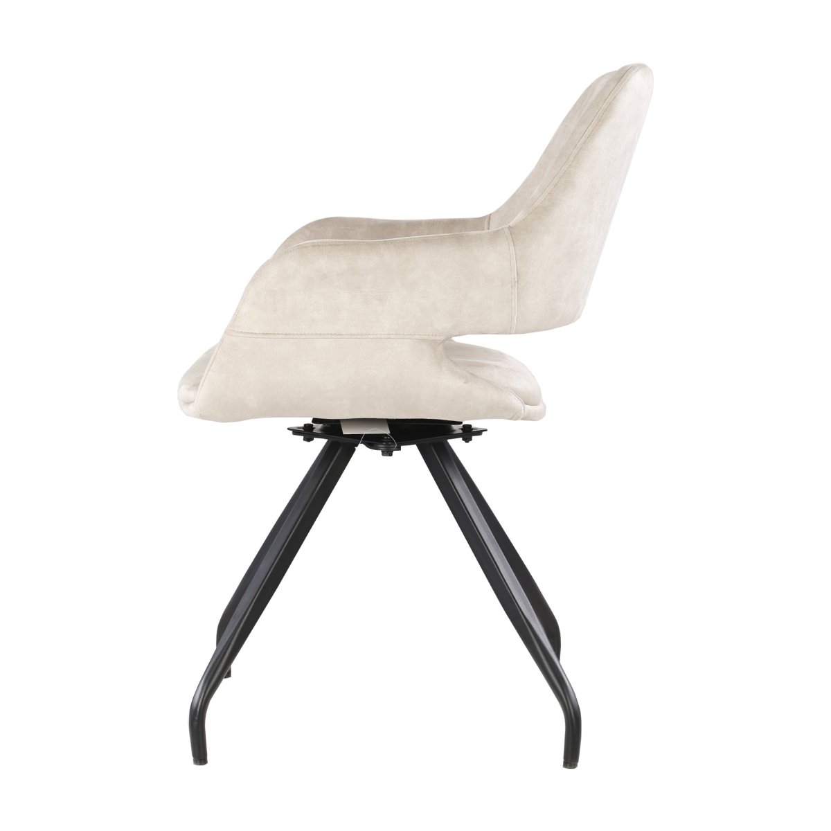 Eetkamerstoel beige met zwart onderstel
