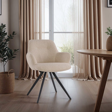 Eetkamerstoel beige met zwart onderstel