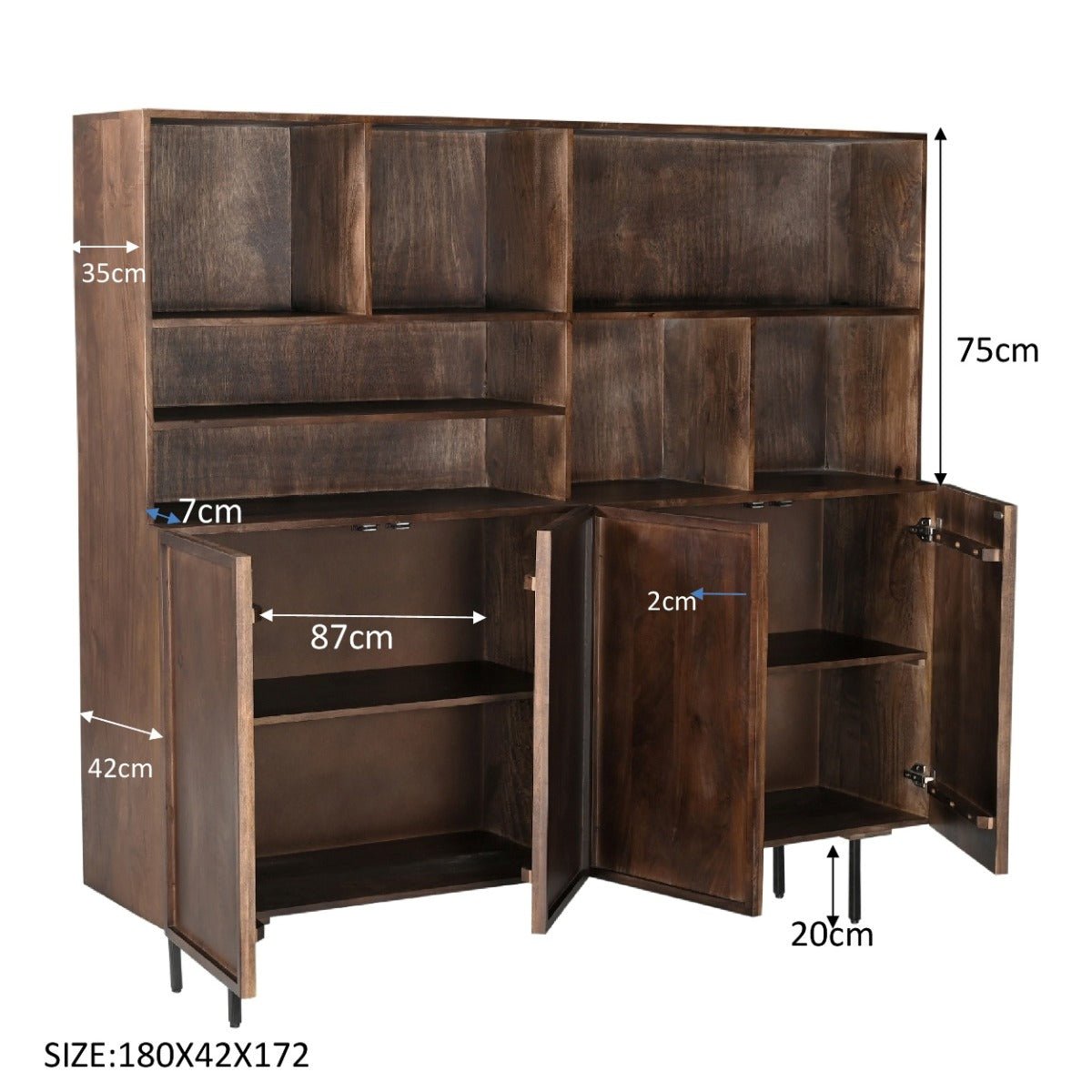 Houten wandkast donkerbruin 180cm