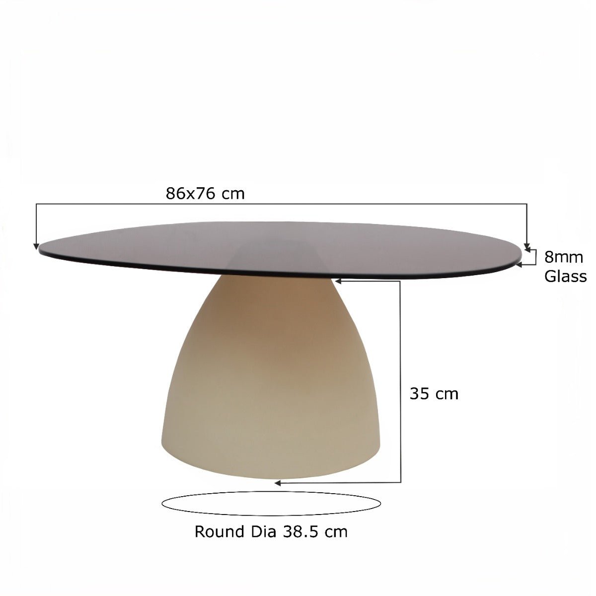 Salontafel glas 86cm