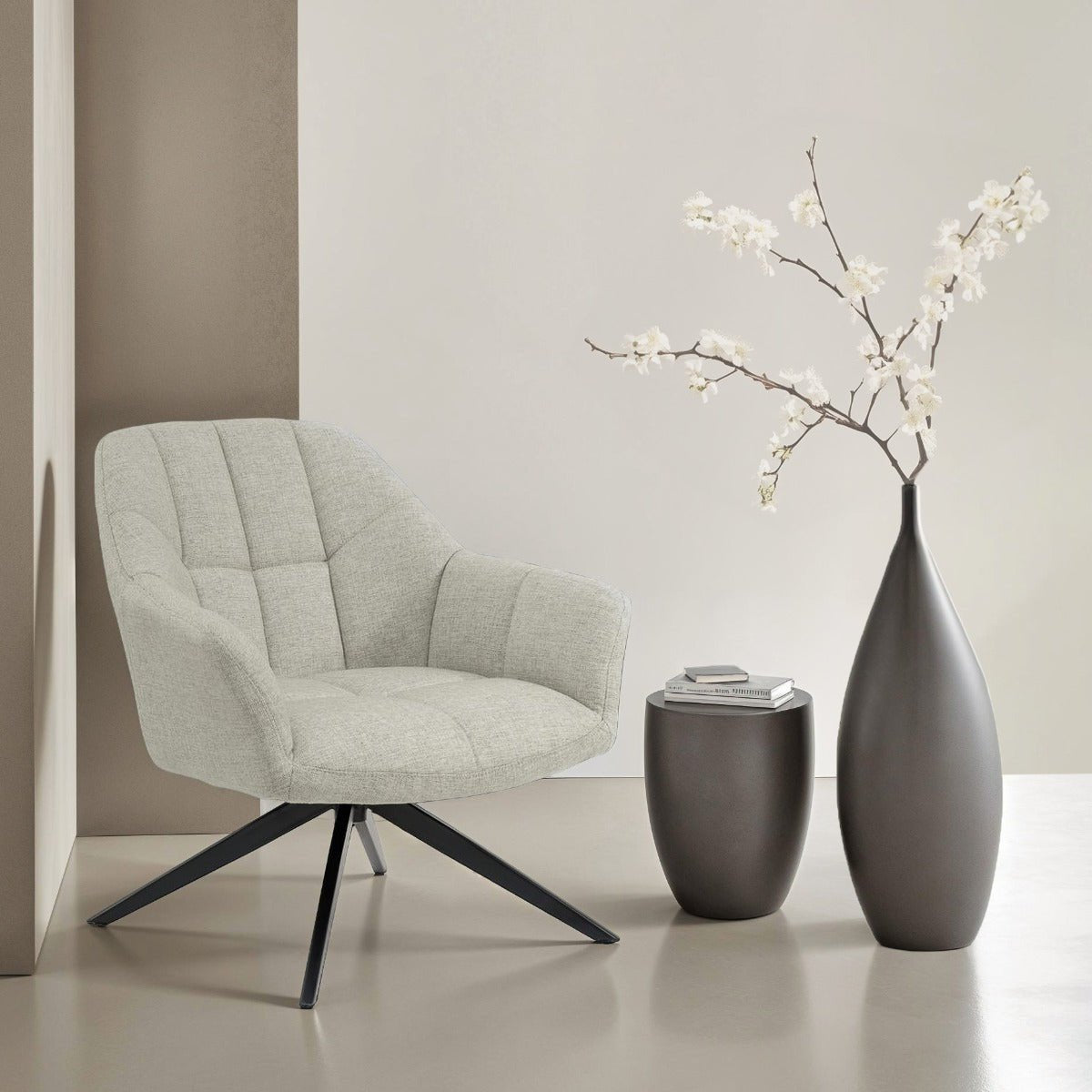 Fauteuil grijs met zwart onderstel