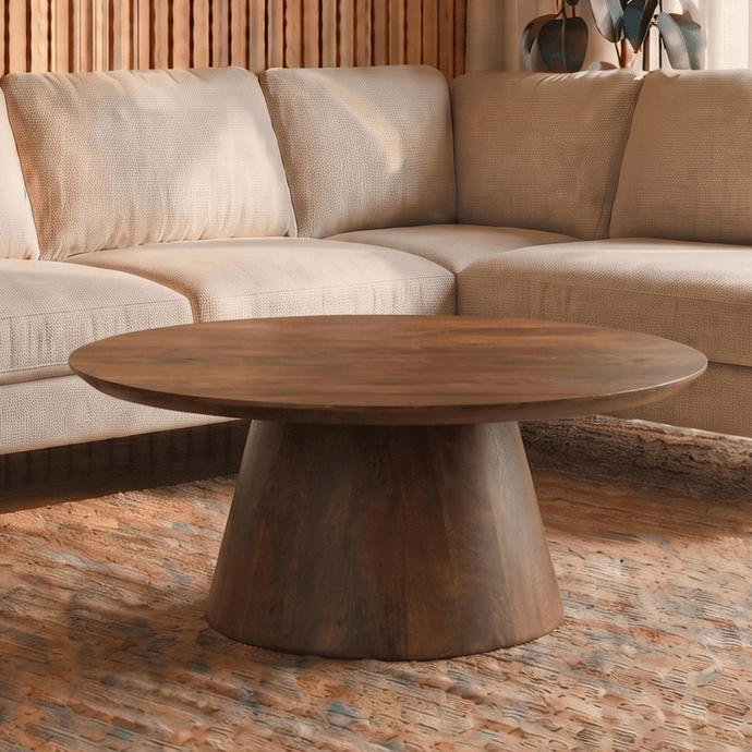 Mangohouten Salontafel Nova Rond 80 cm Donkerbruin Mahom