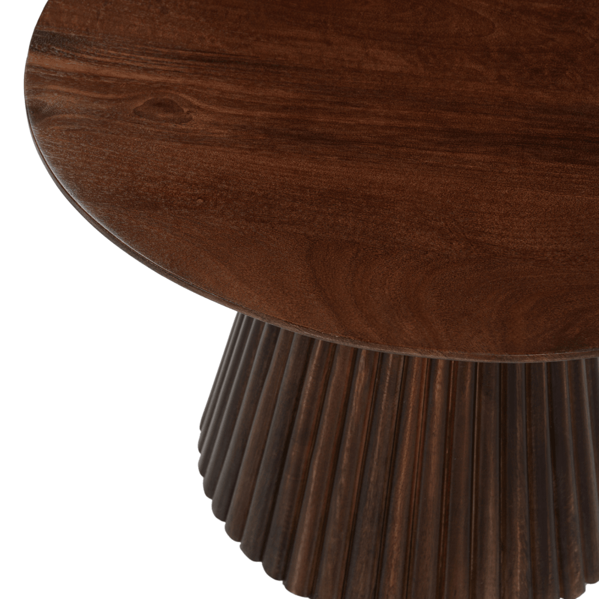 Donkerbruine ronde salontafel van mangohout