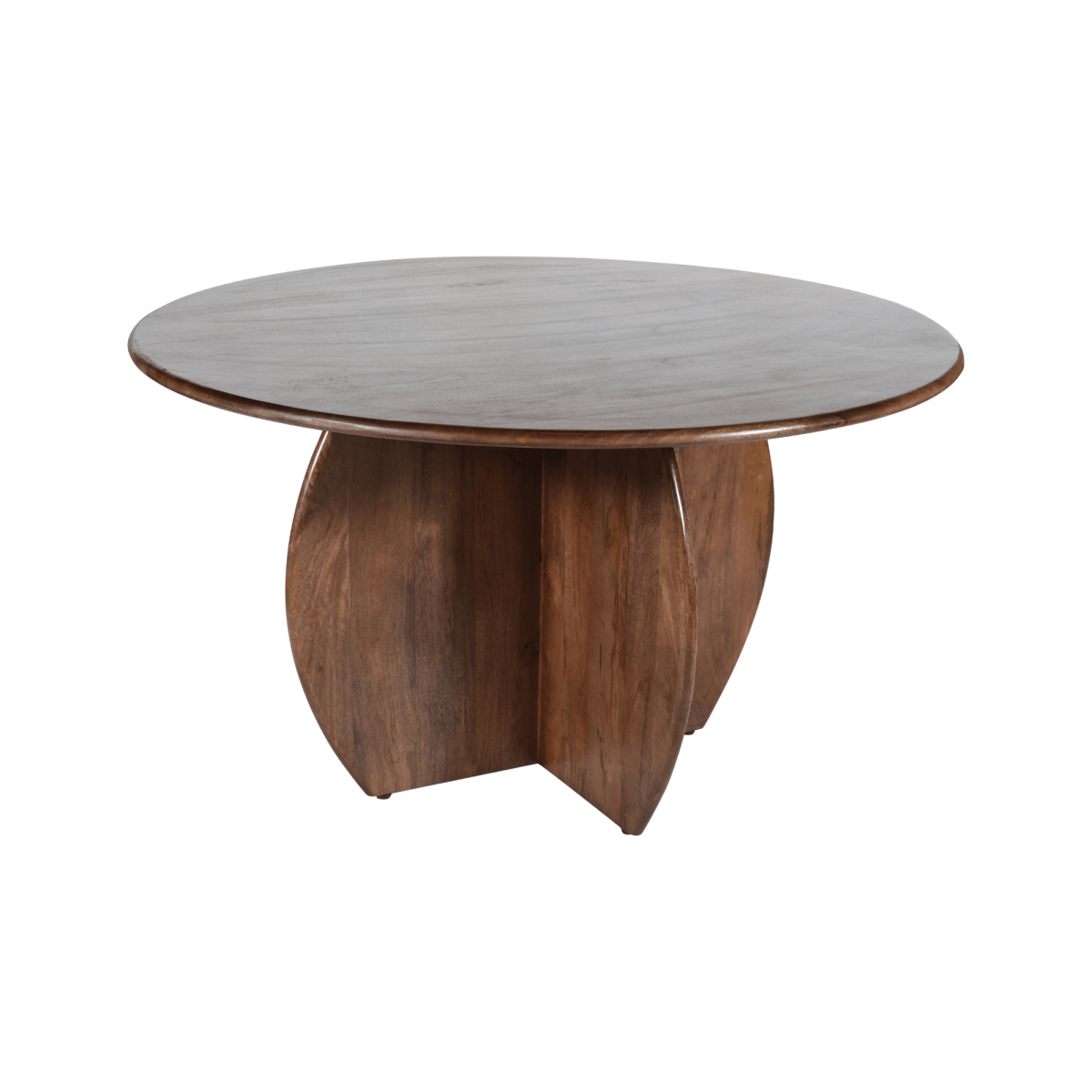 Donkerbruine ronde eettafel van mangohout