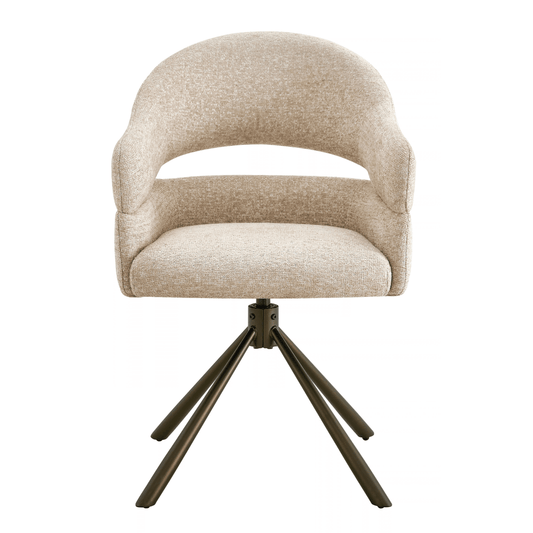 Eetkamerstoel Colmar Beige met Brons onderstel Mahom