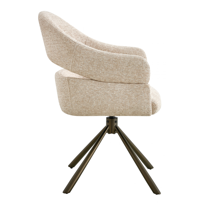 Eetkamerstoel Colmar Beige met Brons onderstel Mahom