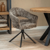 Taupe eetkamerstoel met zwart onderstel