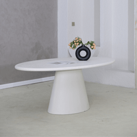 Eettafel Ovaal Savannah Microcement Kegelpoot 200 cm Wit Mahom