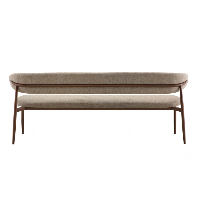 Eetkamerbank Japandi Kio 200 cm Taupe met walnoot onderstel Mahom