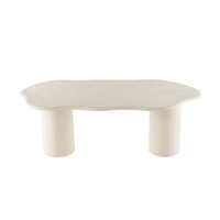 Eettafel Organisch Savannah Microcement Cilinderpoot 210 cm Wit Mahom