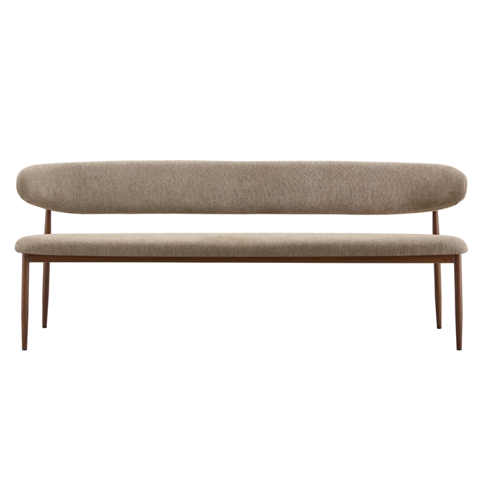 Eetkamerbank Japandi Kio 200 cm Taupe met walnoot onderstel Mahom