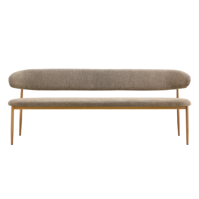 Eetkamerbank Japandi Kio 200 cm Taupe met eik onderstel Mahom