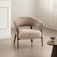 Fauteuil Japandi Nobu Taupe met walnoot onderstel Mahom