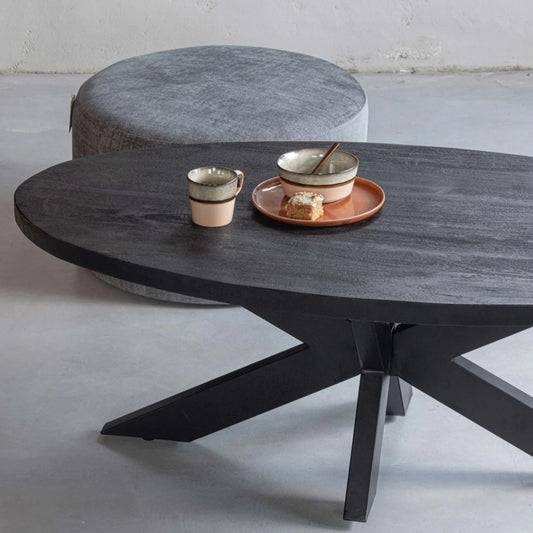 Mangohouten Salontafel Tulsa Black Ovaal Mahom