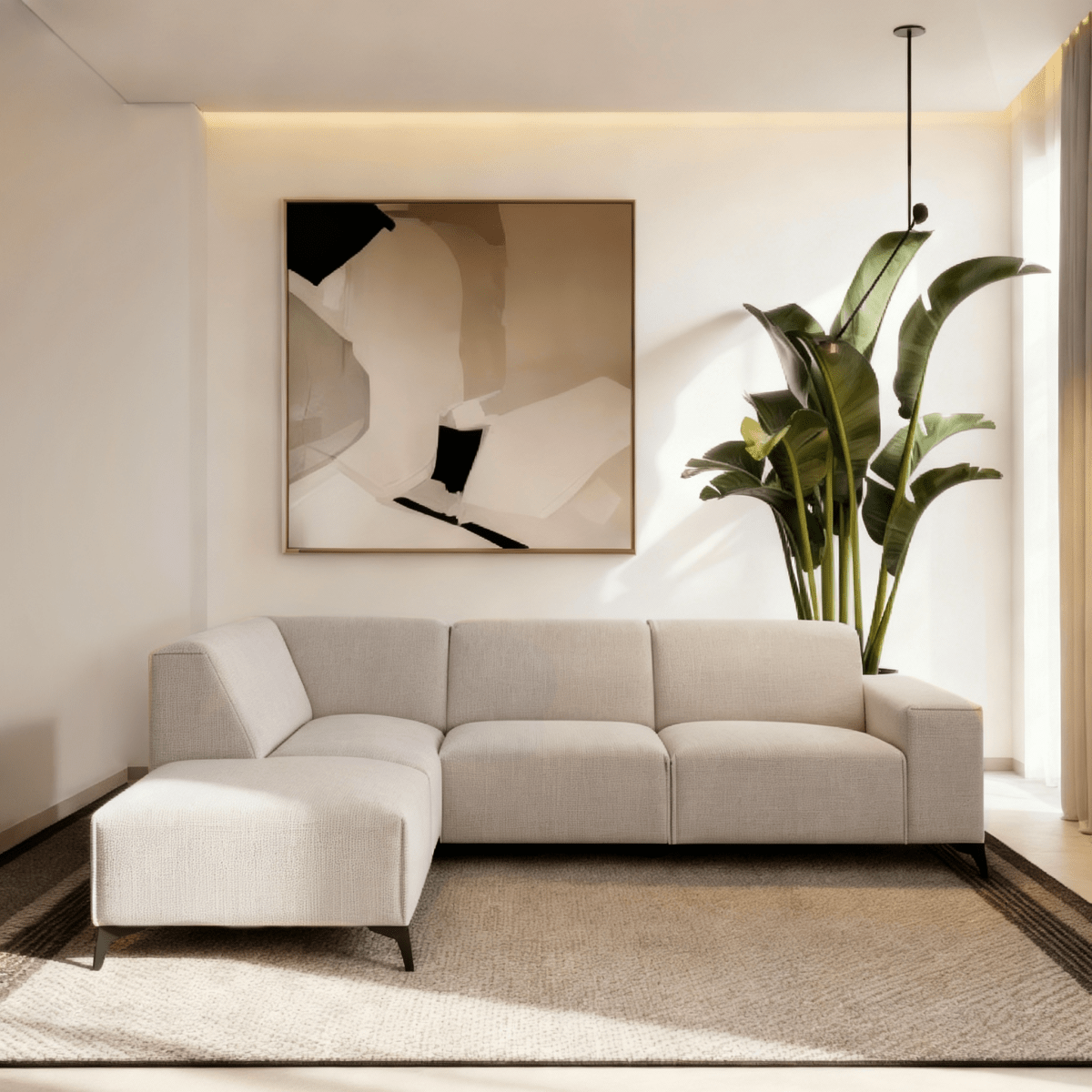 4-zit beige hoekbank 